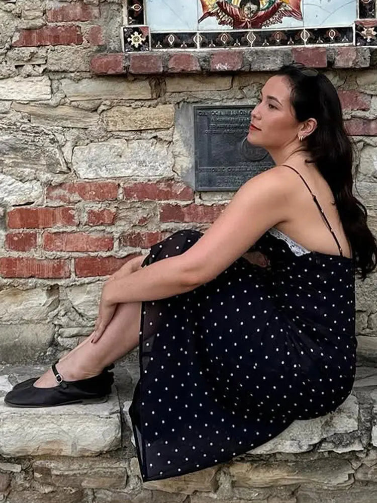 Robe longue dos nu en dentelle pour femme – vue 3