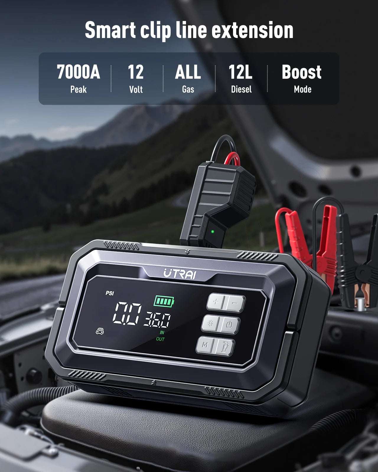 Démarreur UTRAI 7000A + Gonfleur + Diagnostic OBD