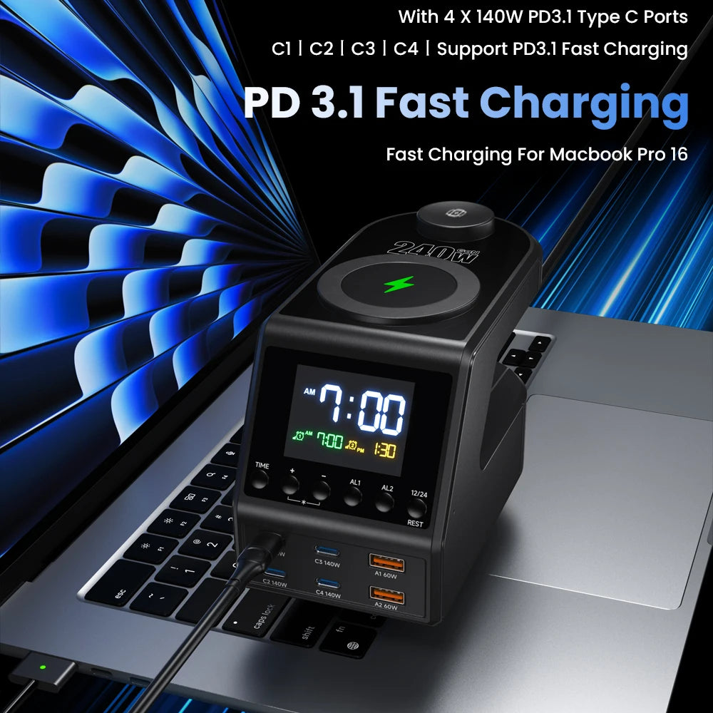Station de charge GaN 240W à 4 ports PD 3.1 – vue 2