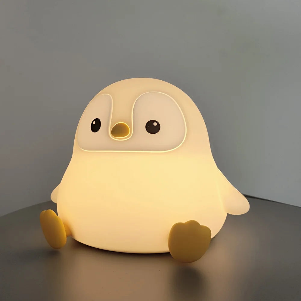 Penguin Nursery Night Light 2 Levels Dimmable Bedroom Nightlight For Kids Squishy Silicone Sleeping Lamp