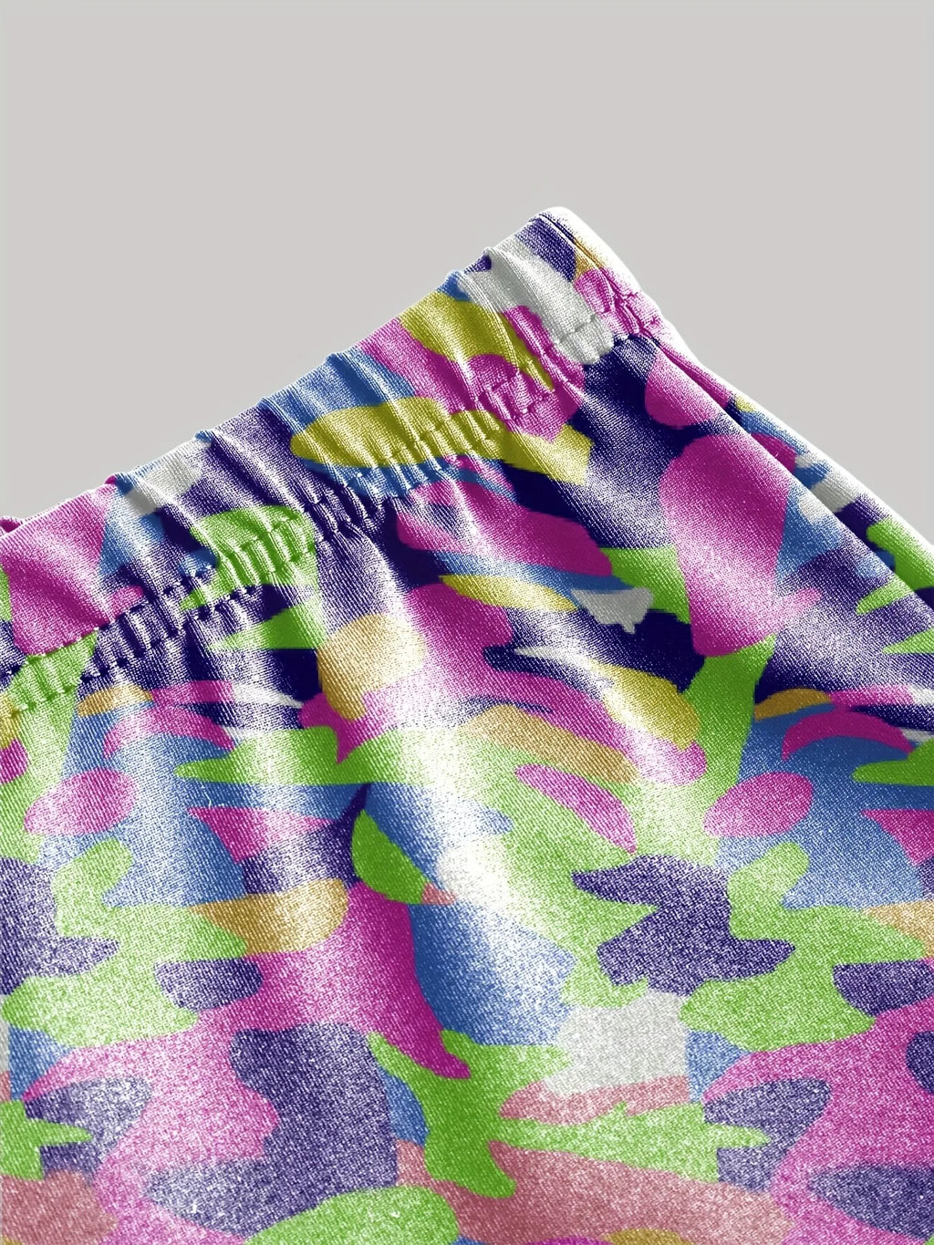 Kids Girls 2-Piece Neon Camo Print Cami Crop Top & Biker Shorts Set Y2K Streetwear Summer Outfit