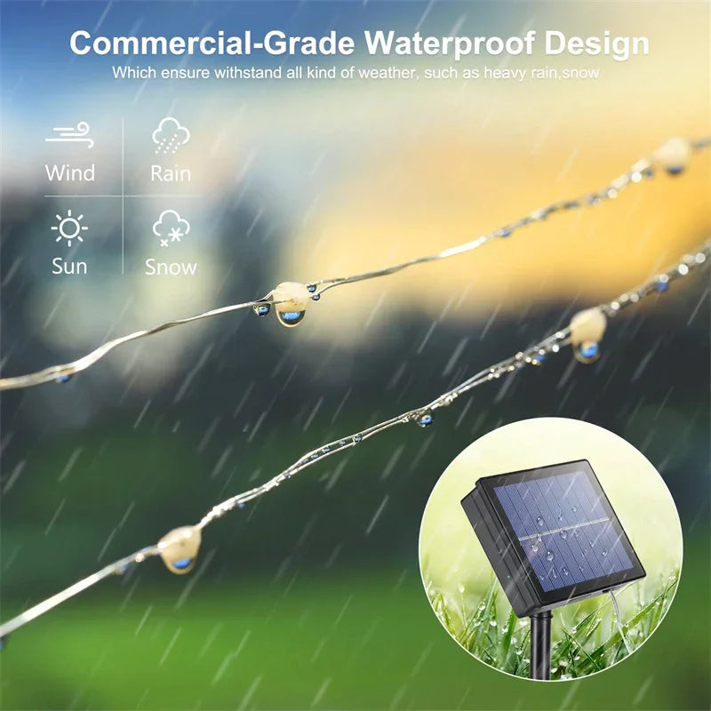 Guirlande solaire LED 32 mètres pour jardin – vue 4