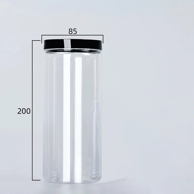 Bocaux à Épices PET Transparents Couvercle Noir