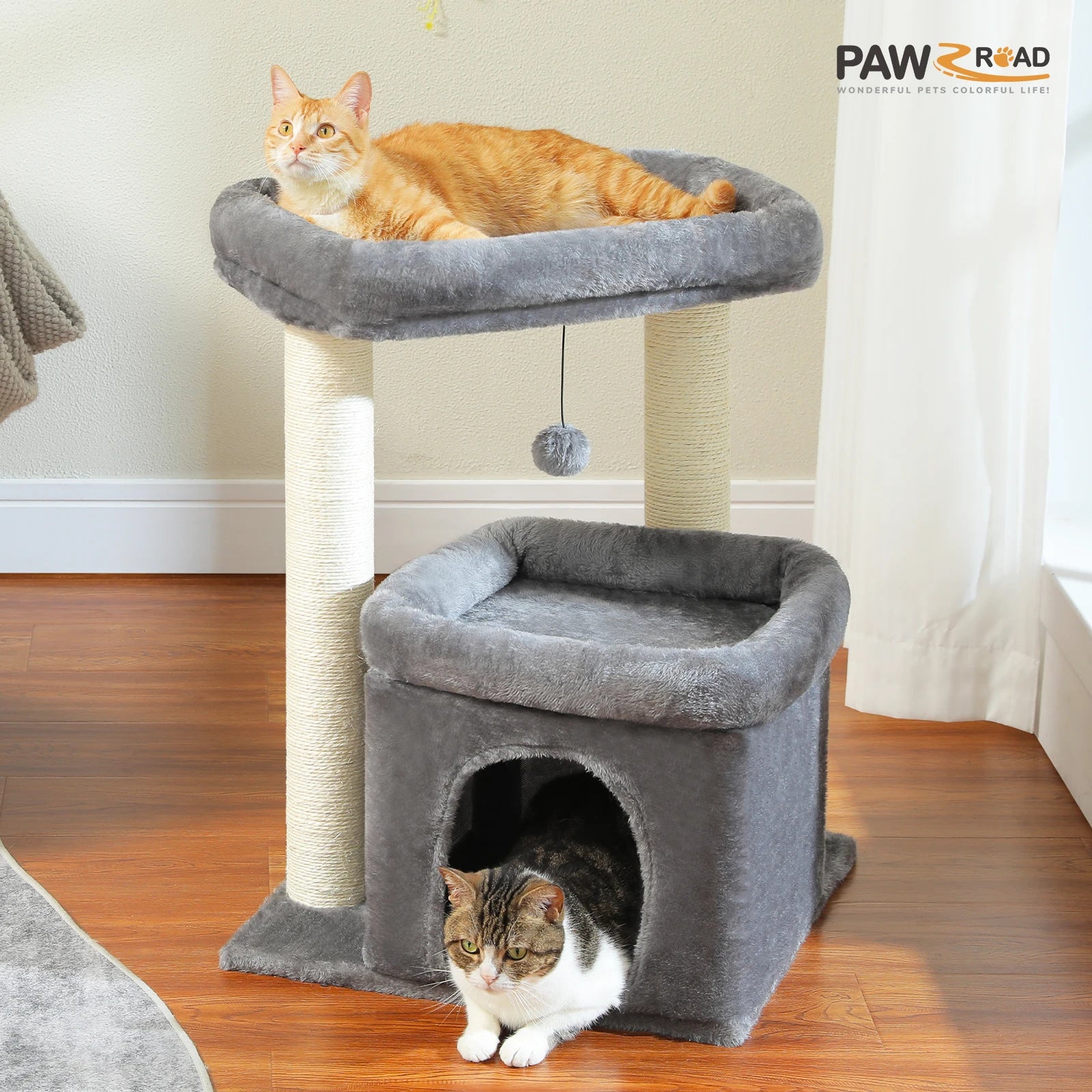 Cat Tree Tower for Indoor Cats with Private Cozy Cat Condo Double Large Perch with Scratching Posts for Kitten