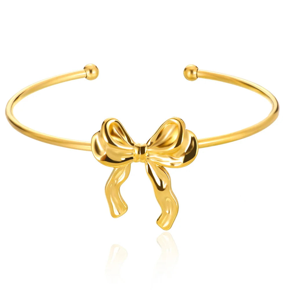 VELUROArt Bracelet Jonc Femme Acier Doré Texturé