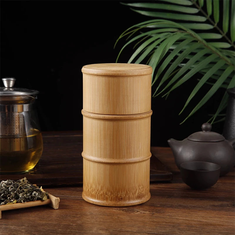 Boîte de Rangement en Bambou Naturel - Thé & Épices