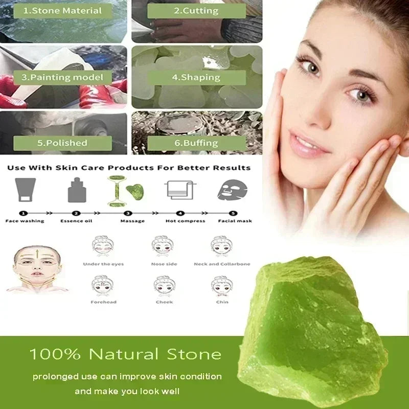 Rouleau de Jade Naturel Gua Sha - Massage Liftant Visage