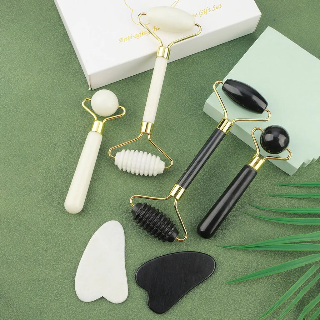 Set Rouleau de Jade & Gua Sha 3-en-1 + Masseur Yeux