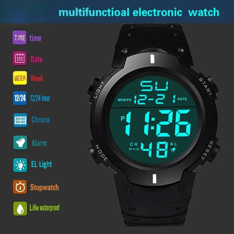 Montre digitale LED de sport pour homme – vue 5