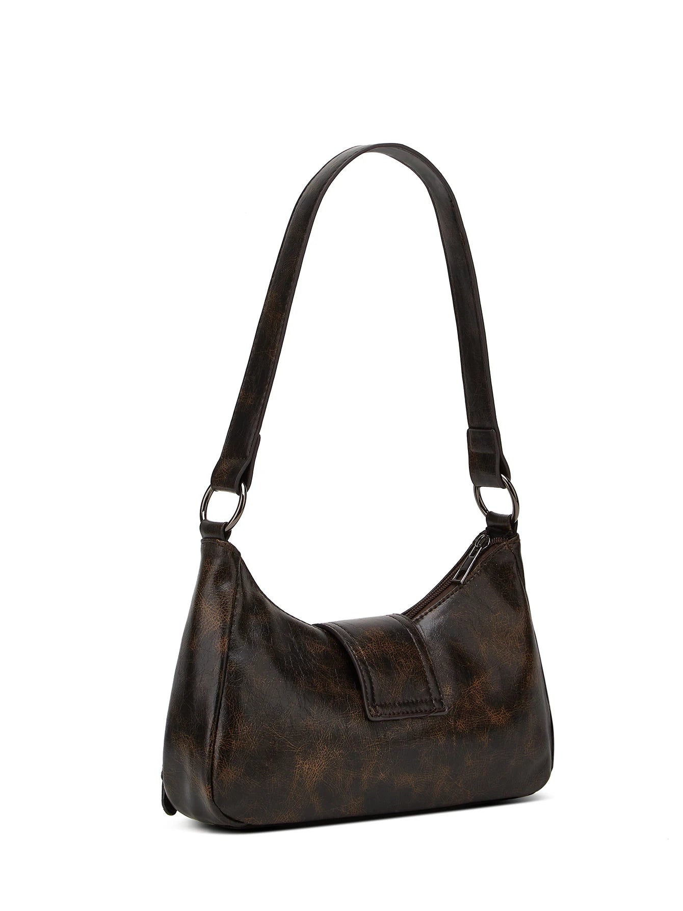Sac porté épaule en cuir plissé style Y2K femme – vue 3