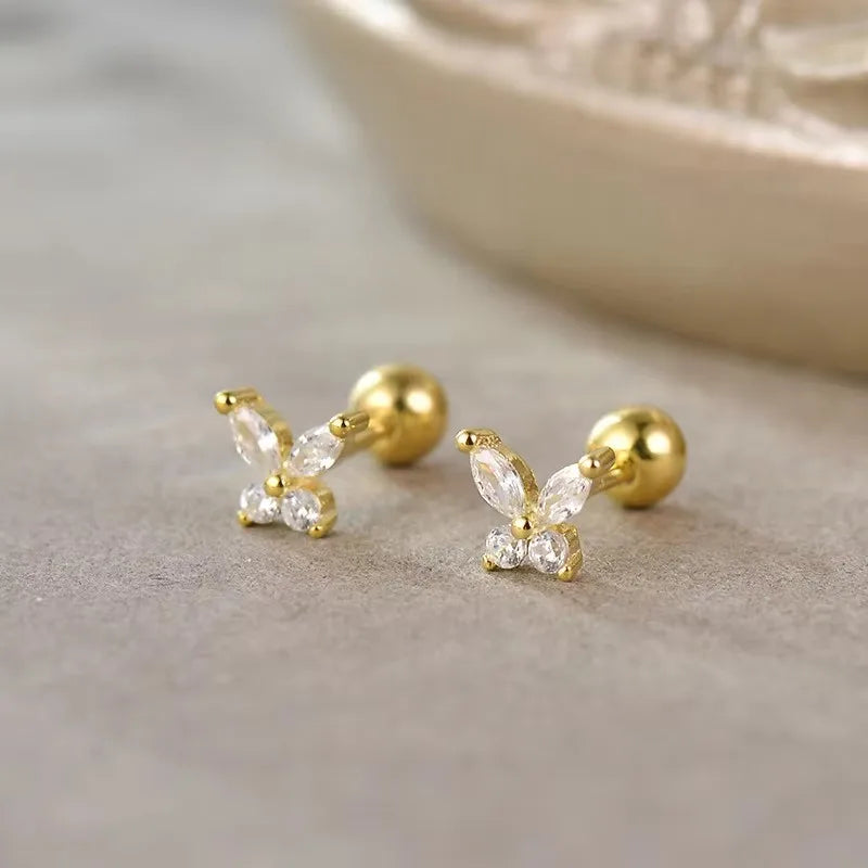 VELUROArt Puces Femme Acier Hypoallergénique Cœur Zircon