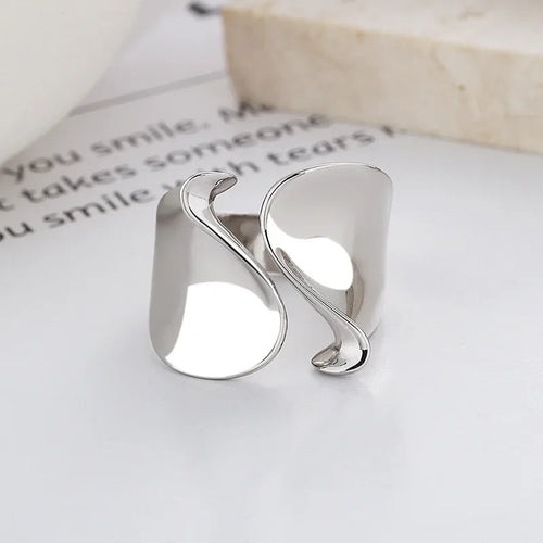 VELUROArt Bague Ouverte Femme Argent 925 Minimaliste Ajustable