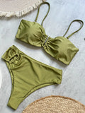 Maillot de bain bikini bandeau push-up pour femme