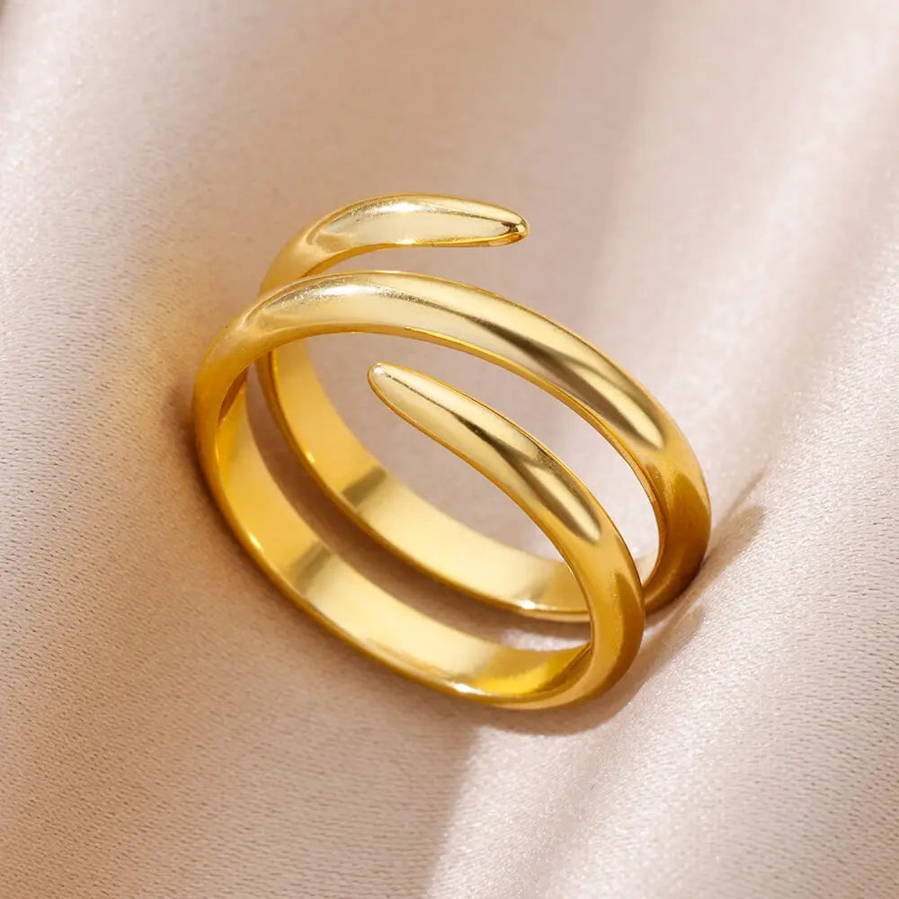 VELUROArt Bague Femme Acier Doré Classique