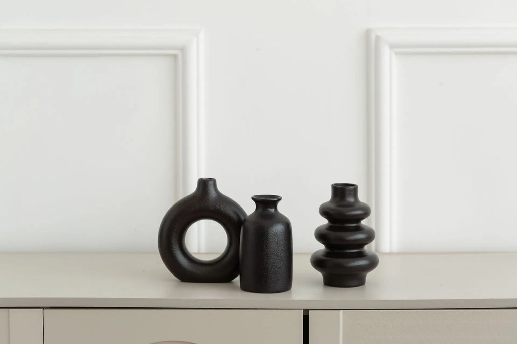 Lot de 3 vases en céramique blanche bohème – vue 7