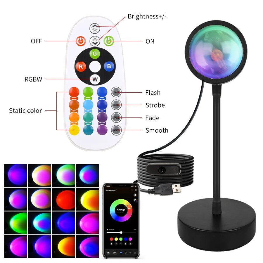 Lampe coucher de soleil connectée LED RGB – vue 2