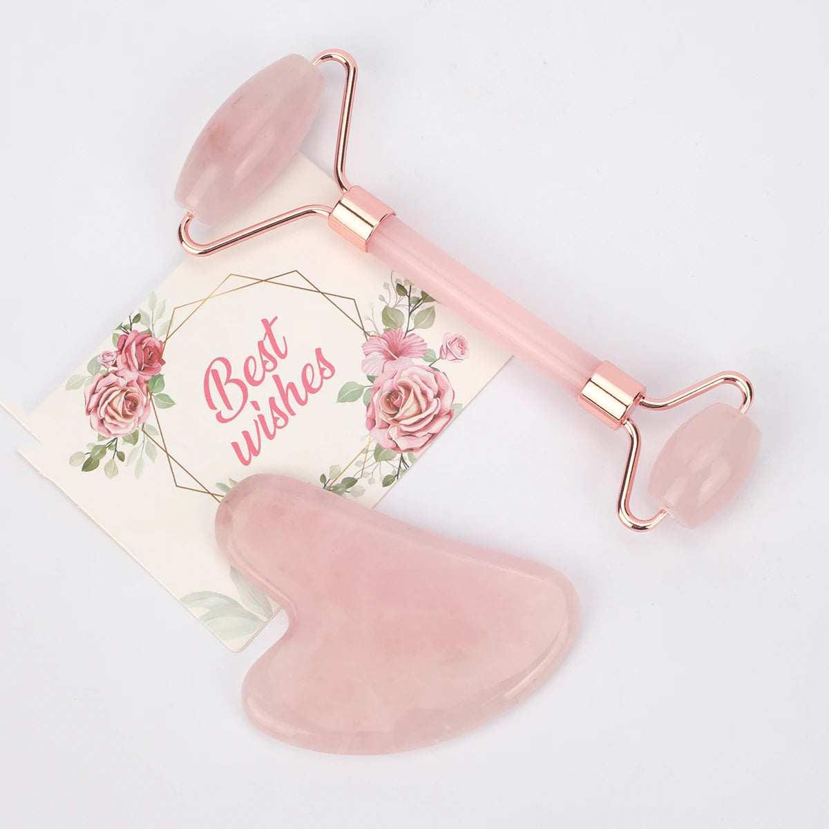 Set Rouleau de Jade & Gua Sha Quartz Rose - Soin Visage