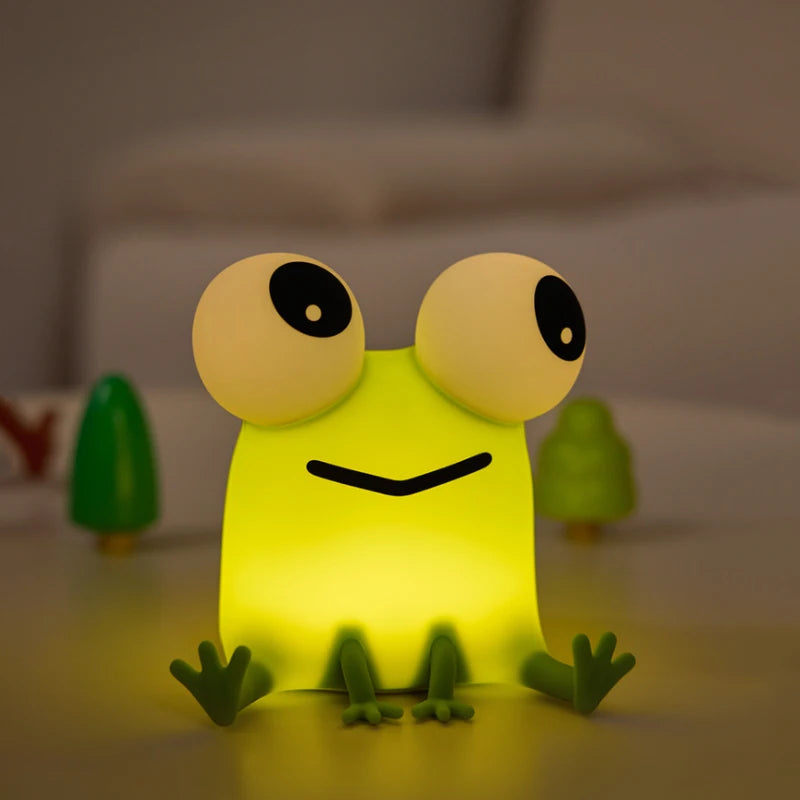 Frog Night Light for Kids 3 Brightness Dimmable Silicone Night Light For Nursery Room Rechargeable Touch Control Beside Lamp