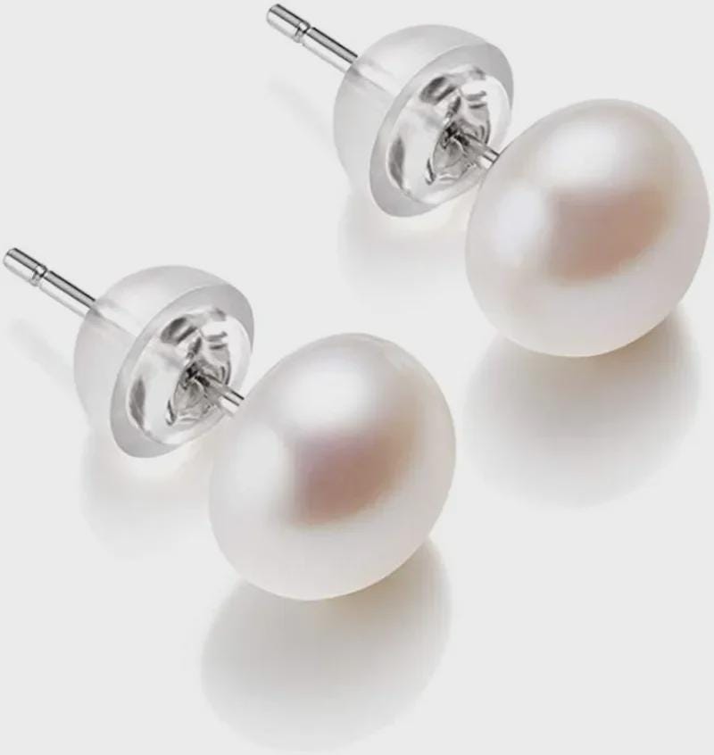 Boucles d'Oreilles Perles Naturelles | Puces Perle d'Eau Douce Or & Argent | Hypoallergénique | Cadeau Femme
