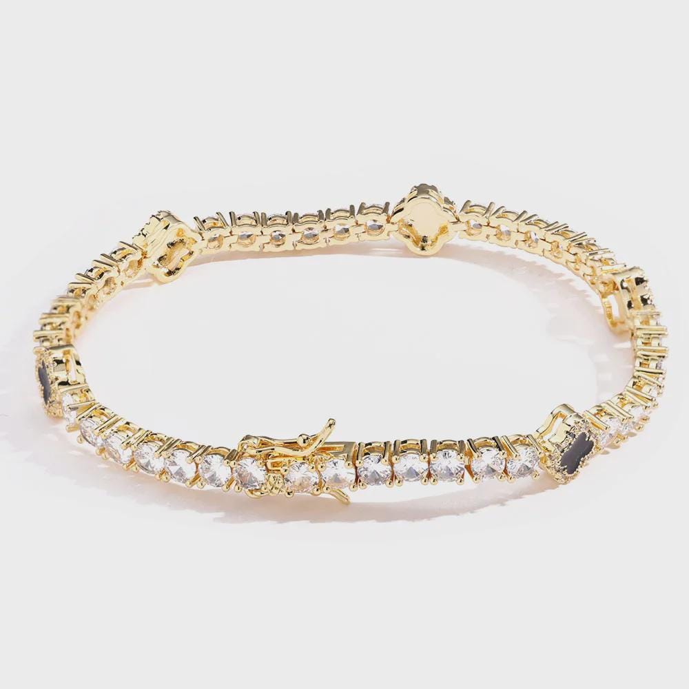Bracelet Tennis Cristal | Zircon Cubique | Plaqué Or 18K | Waterproof | Bijou Mariage | Cadeau Femme