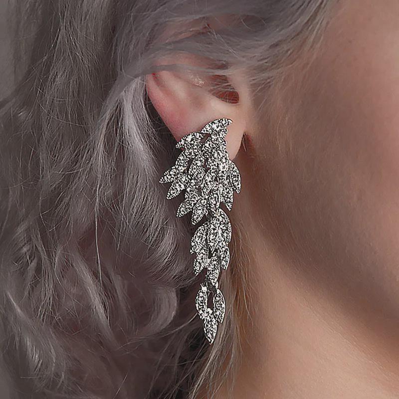 Boucles d'Oreilles Gouttes Cristal | Pendantes Femme | Strass Dorés | Bijou Mariage | Cadeau Femme