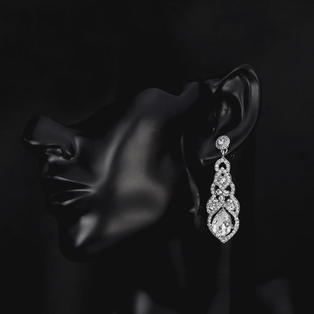 Boucles d'Oreilles Gouttes Cristal | Pendantes Femme | Strass Dorés | Bijou Mariage | Cadeau Femme