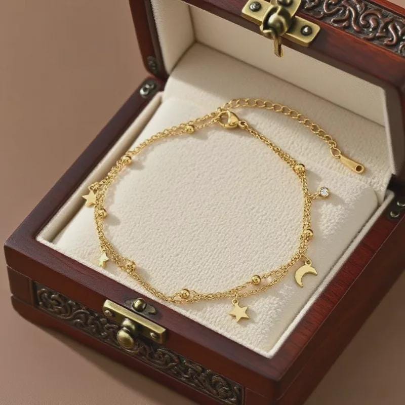 Gold Anklet Star Charm | Chaîne de Cheville Plaqué Or 14K | Waterproof | Bijou Bohème | Cadeau Femme
