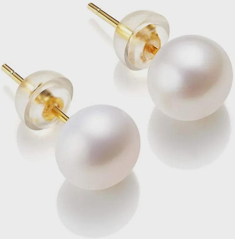 Boucles d'Oreilles Perles Naturelles | Puces Perle d'Eau Douce Or & Argent | Hypoallergénique | Cadeau Femme