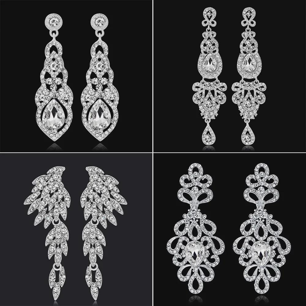 Boucles d'Oreilles Gouttes Cristal | Pendantes Femme | Strass Dorés | Bijou Mariage | Cadeau Femme